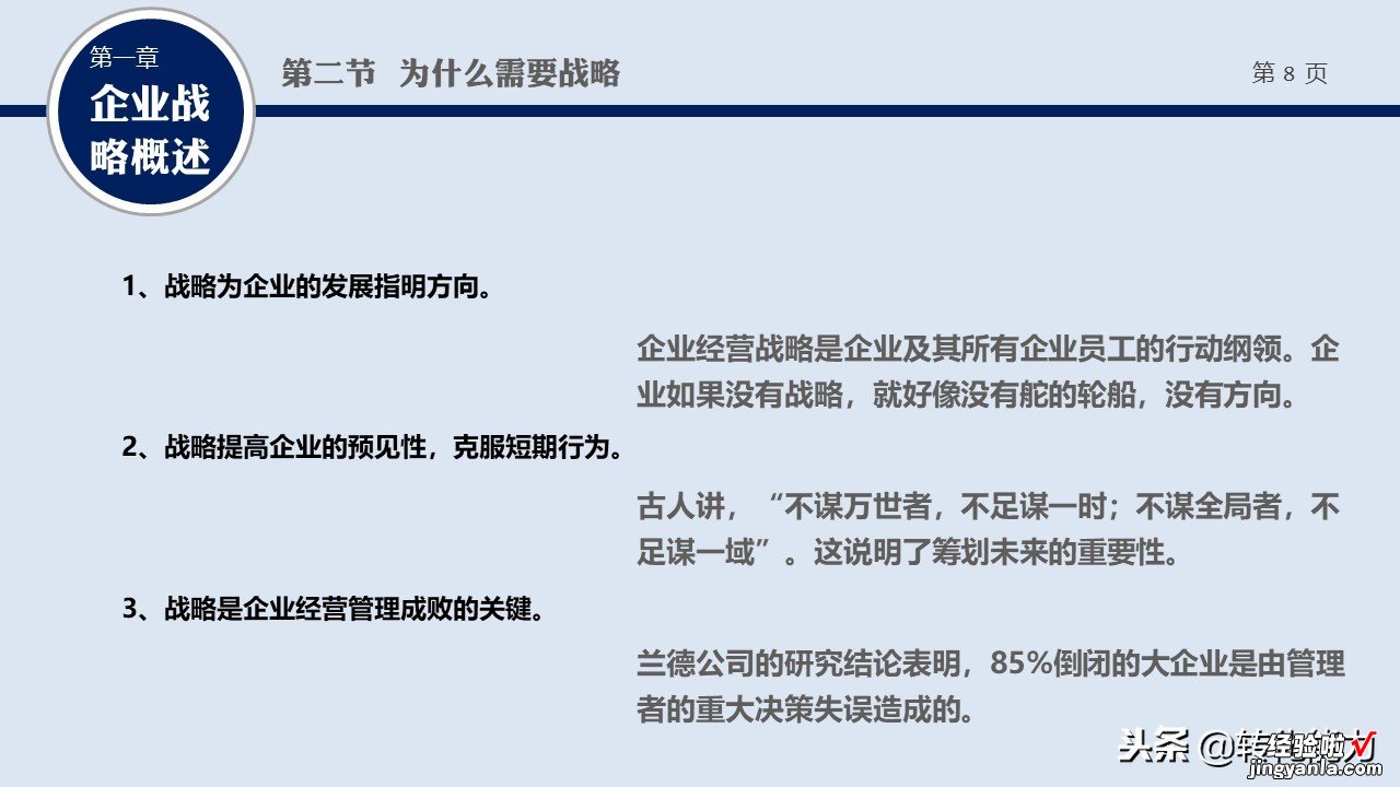 头条粉丝福利，没有战略就没有方向，战略管理培训课件PPT源文件