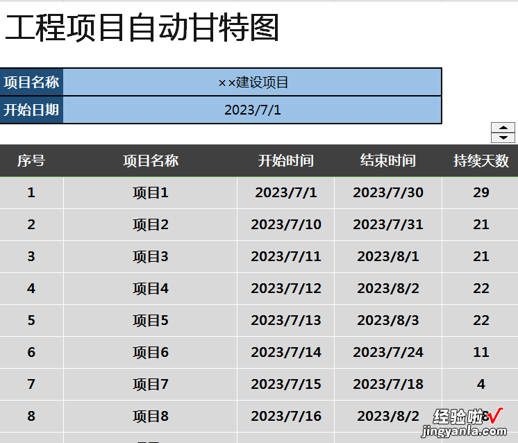 EXCEL工程项目甘特图：自动计算进度、轻松规划时间！