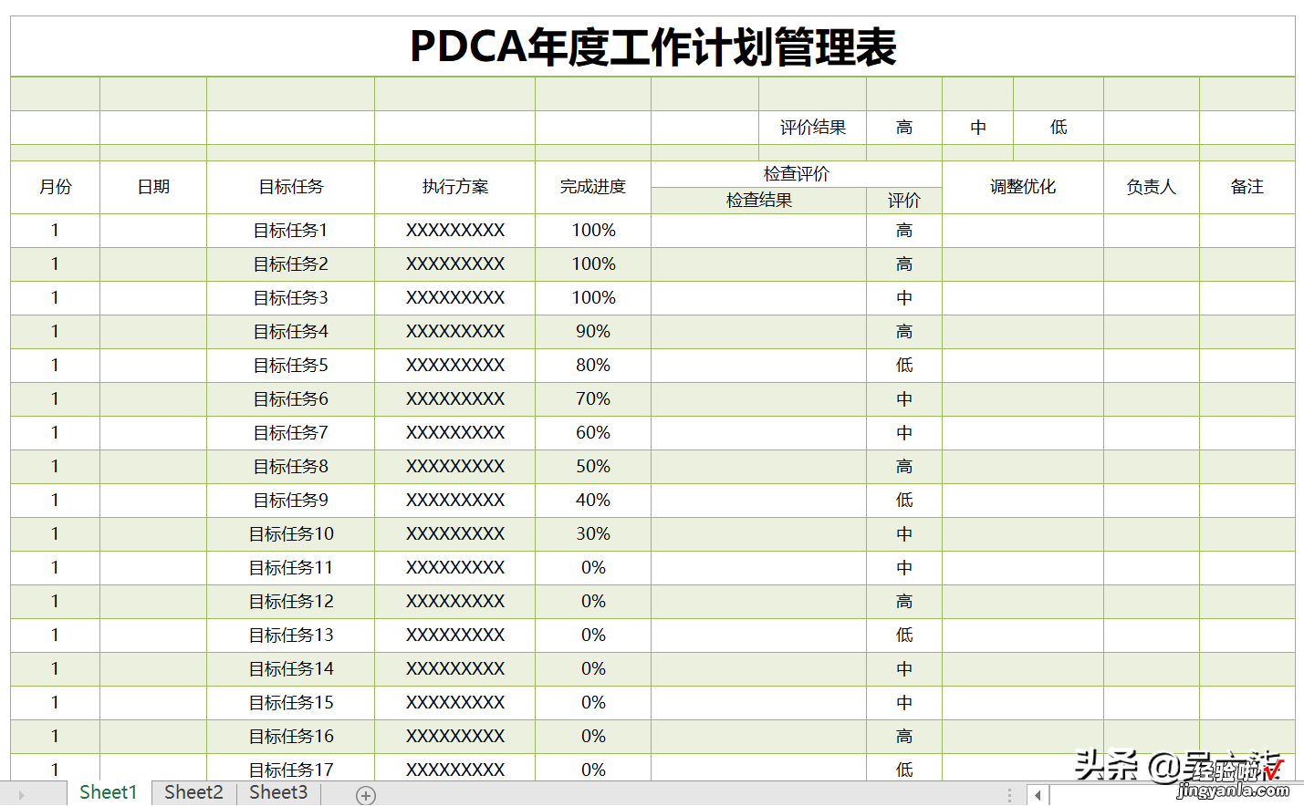 高效工作表格模板汇总：日计划、周计划、月计划、年计划表格模板