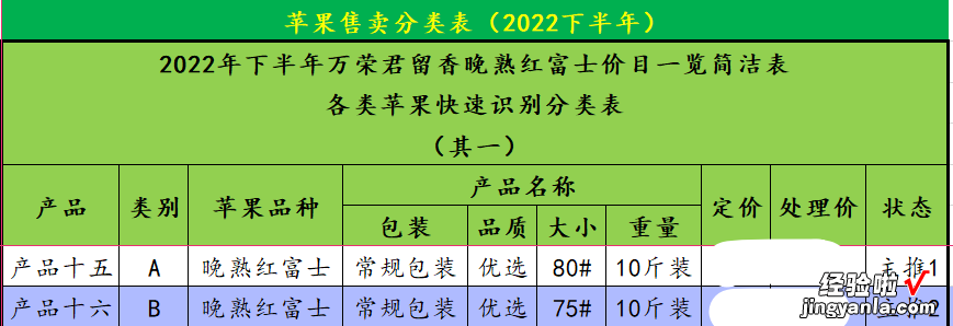 如何用EXCEL制作苹果售卖表？