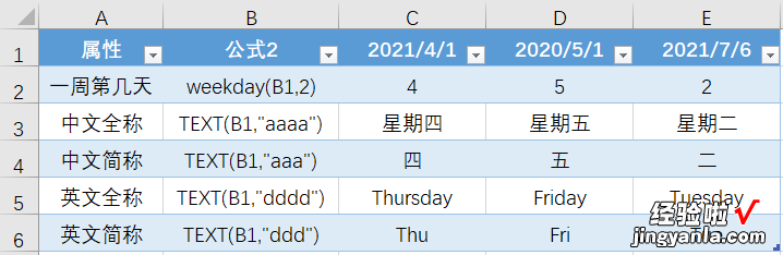 Excel - 星期与工作日的计算