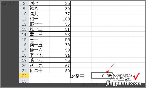 在excel中如何计算合格率 excel怎么判断成绩合格与否