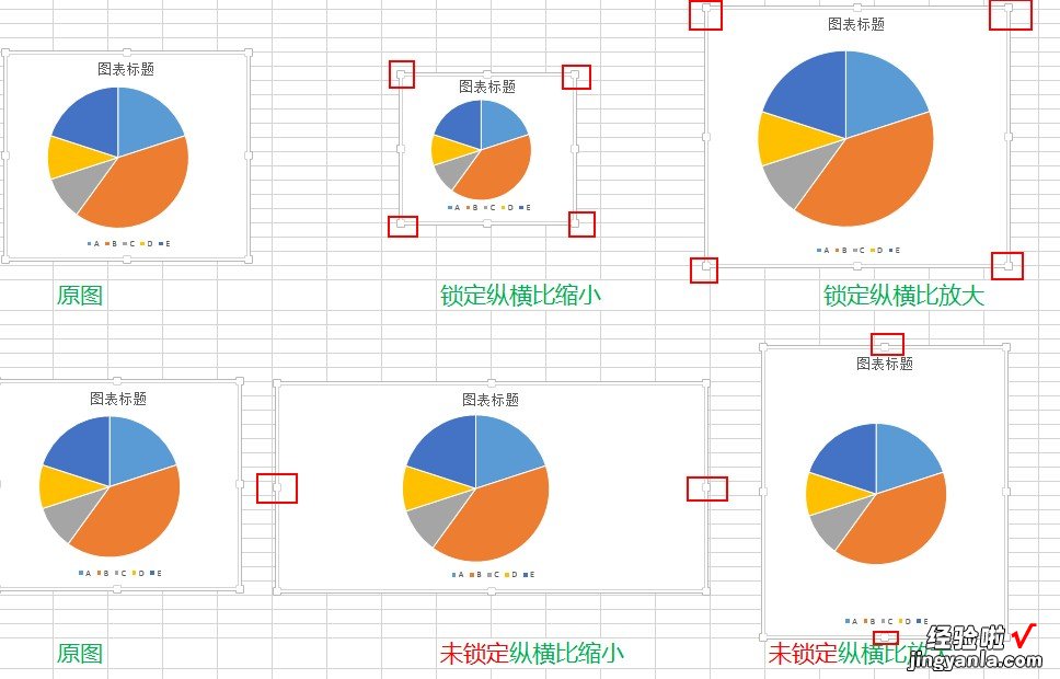 如何把excel中饼图放大 如何能让这些饼图一样大