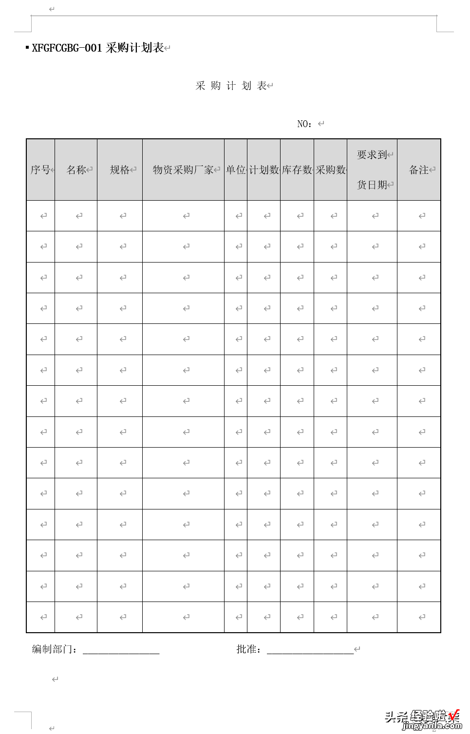 《采购管理必备表格范本》54张表格模板，拿到就可以直接套用