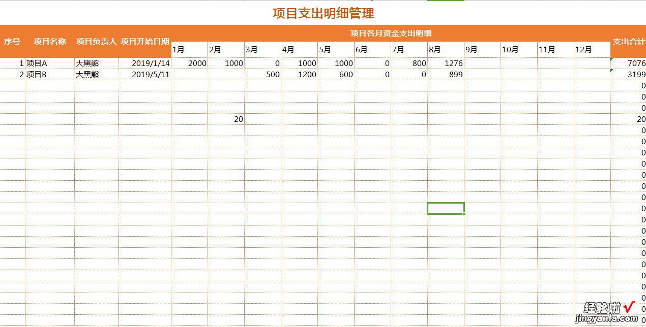 EXCEL财务收支项目管理自动化报表系统