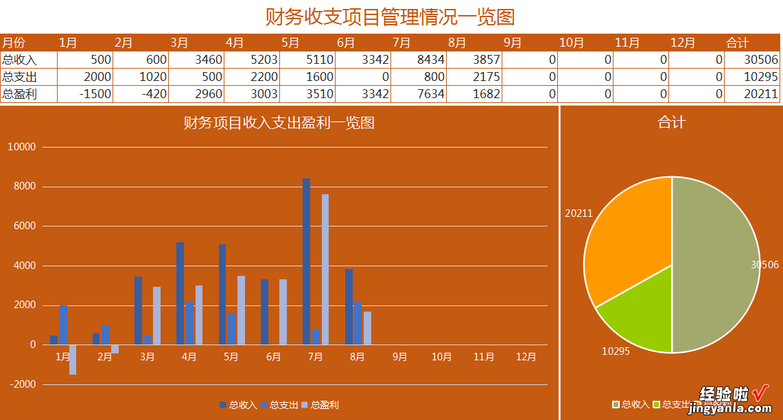 EXCEL财务收支项目管理自动化报表系统