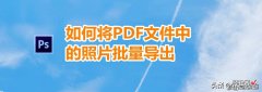 如何将PDF文件中的照片批量导出