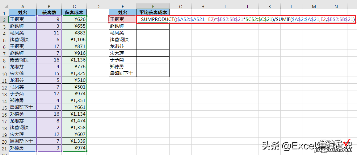 求加权平均值，不会有人用 Excel 做算数吧？明明一个函数就能搞定