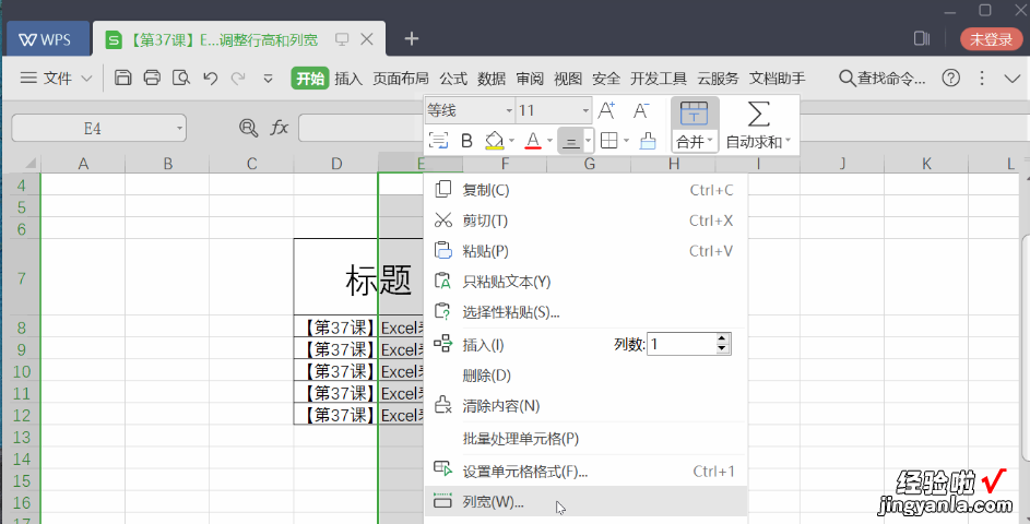 excel怎么设置行高和列宽 excel怎么取最合适列宽