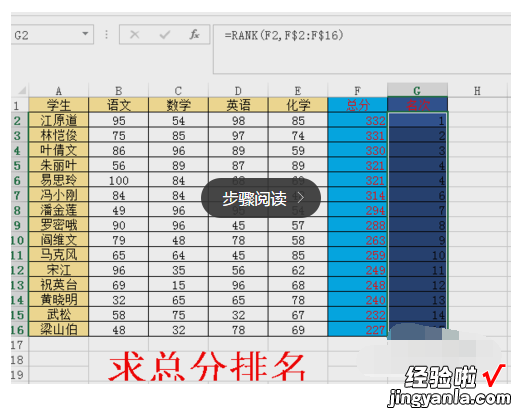 excel如何按成绩排名次 excel学生成绩名次顺序排名