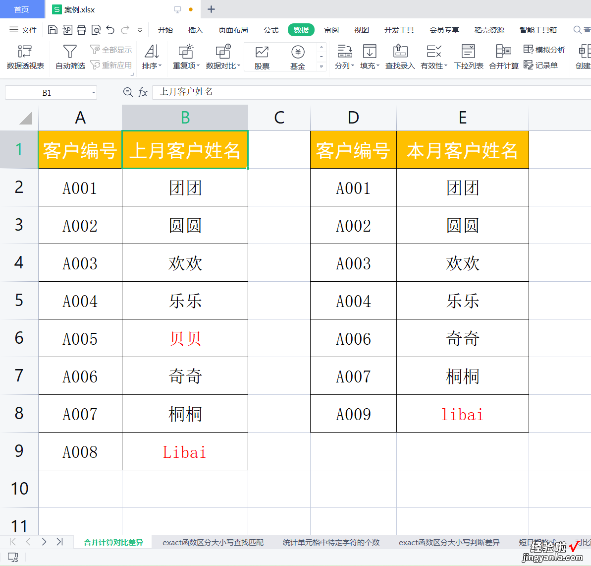 通过合并计算对比数据差异-通过合并计算对比数据差异怎么算