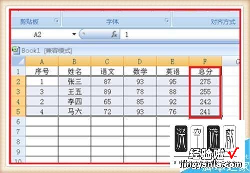 在excel表格中怎么进行分数排列 excel怎么对分数进行排名